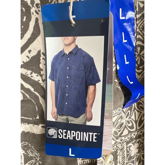 NWT Seapointe Mens Size L Natural Tan Casual Camp Shirt S/S Modal Blend Tropical - Picture 5 of 11